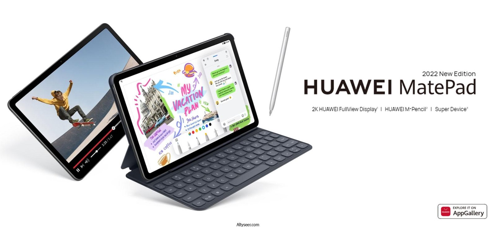 تابلت هواوي ميت باد، 10.4 بوصة، 128 جيجا - رمادي استعمال اقل من شهرين بالكارتونة والضمان وكامل مشتملاته ومعاه الكيبورد الاصلية جديدة