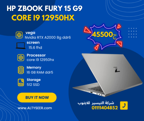 hp zbook fury 15 g9 –core i9 12950hx -  Nvidia RTX A2000 8g ddr6 – 15.6 4k 120hz - ssd 512 nvme - 16g ram