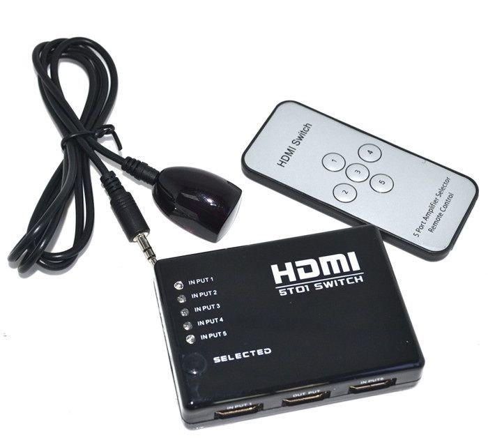 محول HDMI ميني 5 مخرج مع ريموت كونترول